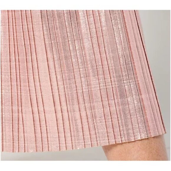 by Stacy London Petit Metallic Plisse Pleated Midi Dress Primrose Pet 1X A671331 - Picture 4 of 4